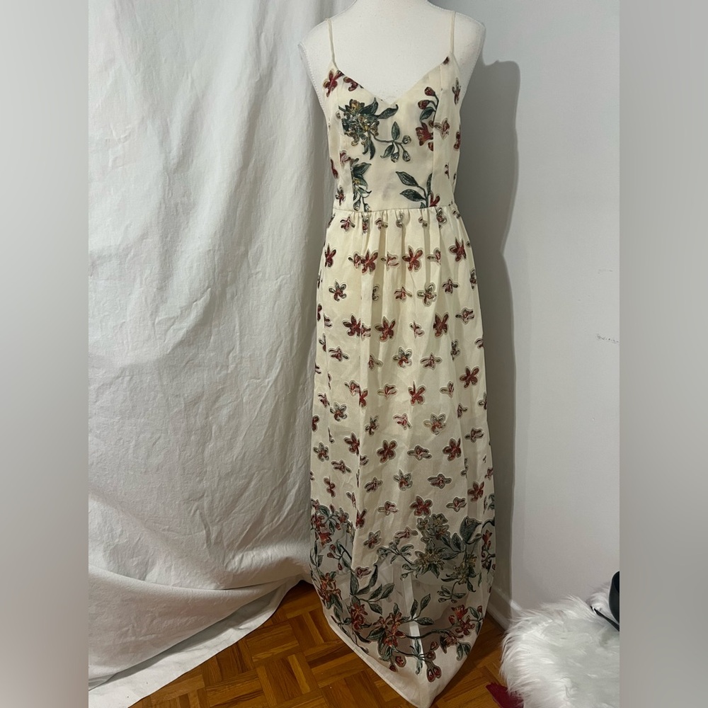BCBGeneration Floral Cream Maxi Dress